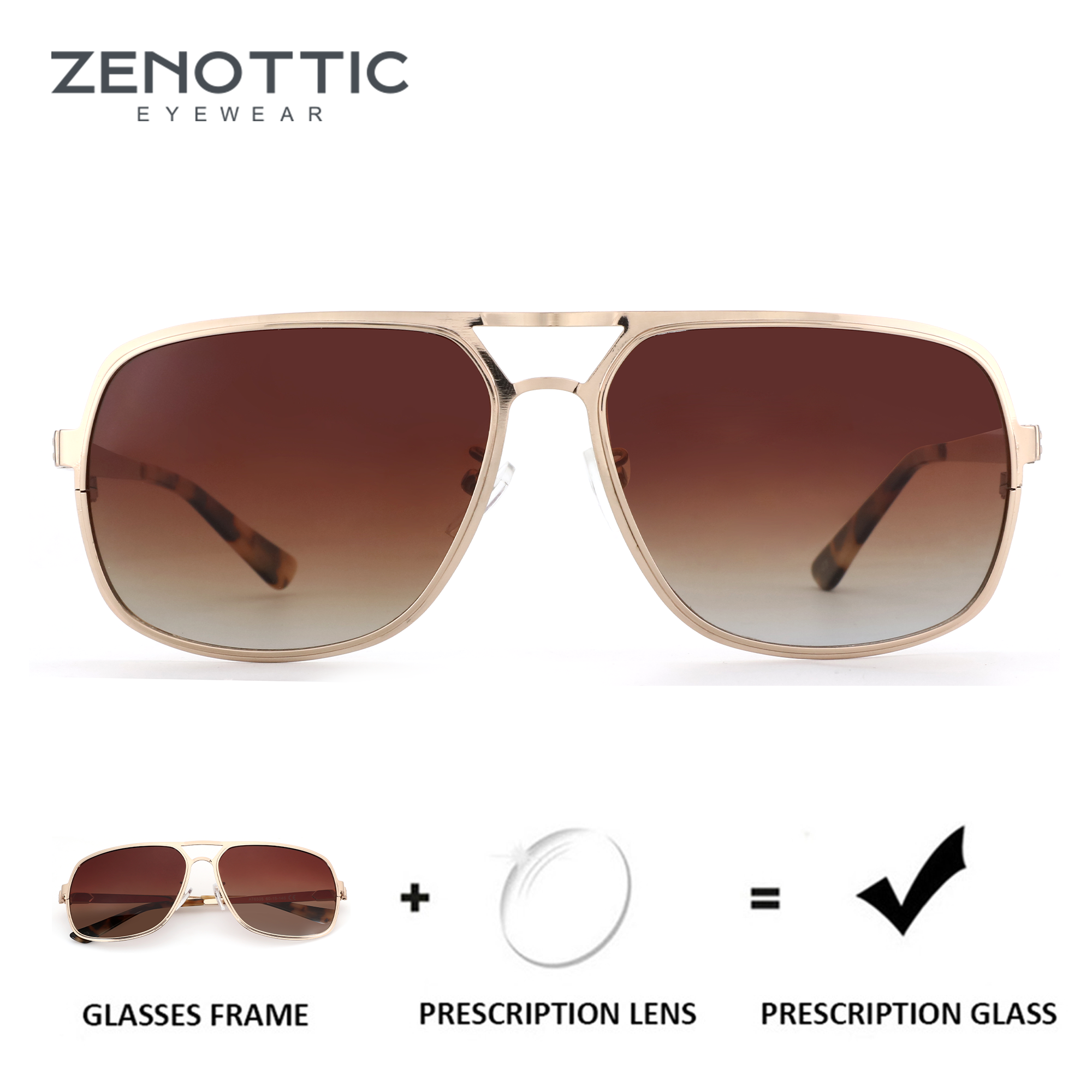 Sunglasses Aviator Polarized - ZENOTTIC（XL Size）High Quilty Metal Aviator Polarized