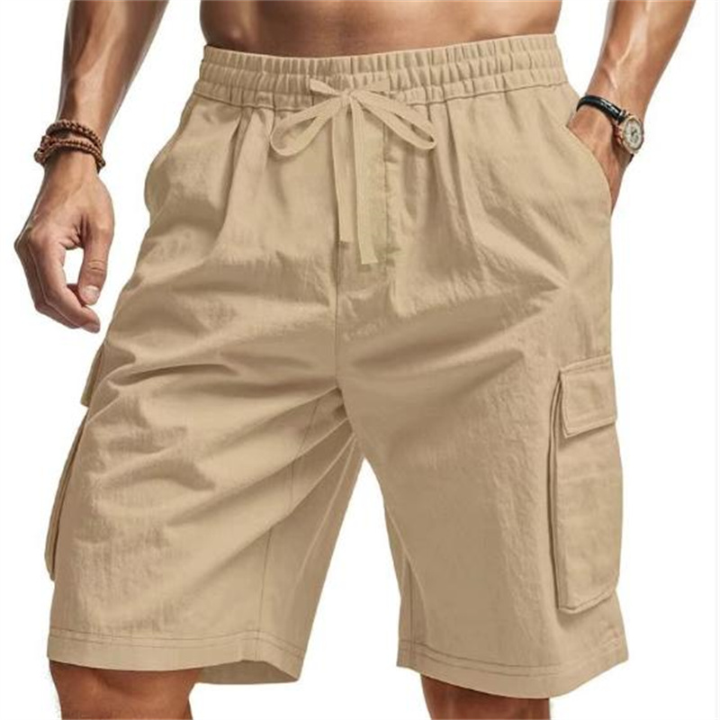 Short Linen Drawstring - New Multi-Pocket sweatpants Men Shorts Summer