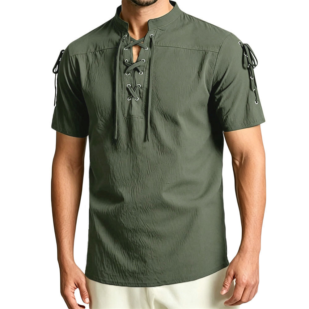 Linen Shirt Breathable - Vintage Short Sleeve Shirt for Men