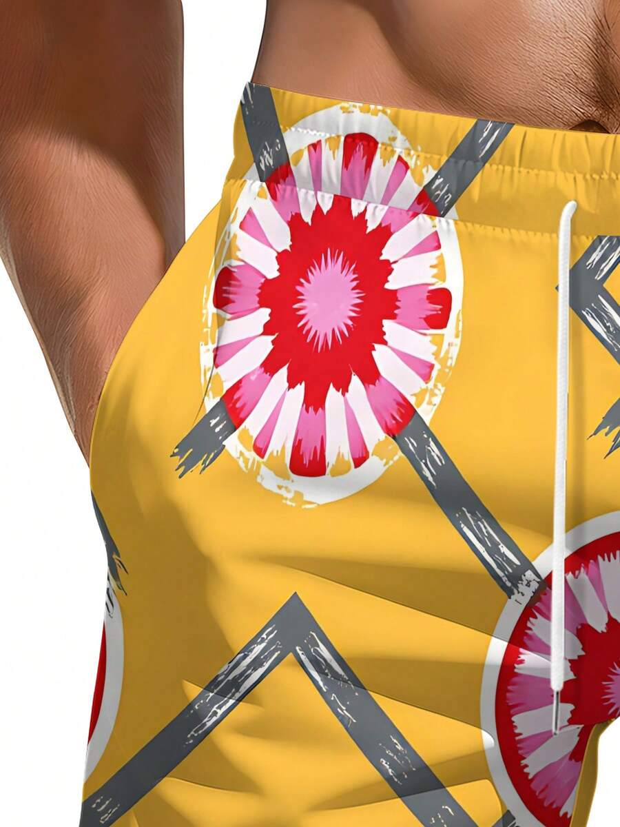 Mens Geometric Floral Print Be – Swim Trunk Quick Dry Bewertung und Preis