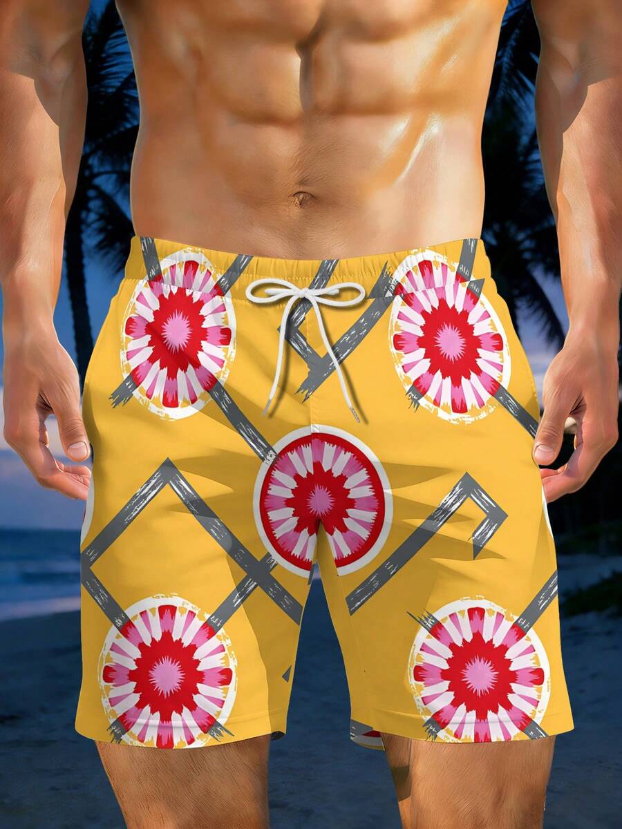 Mens Geometric Floral Print Be – Swim Trunk Quick Dry Bewertung und Preis