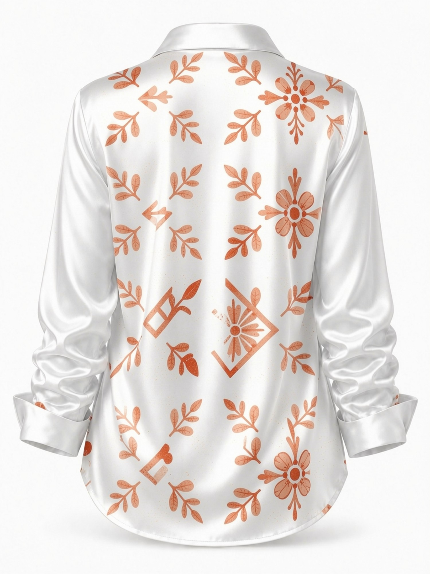 Cream Orange Floral Satin Blou – Resort Shirt Floral Bewertung und Preis
