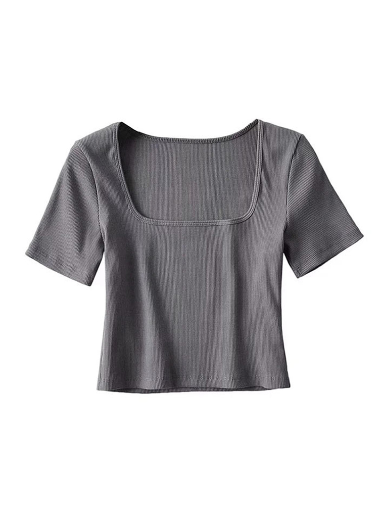Women Square Neck Rib Crop T-s – Shirt Camp Collar Bewertung und Preis