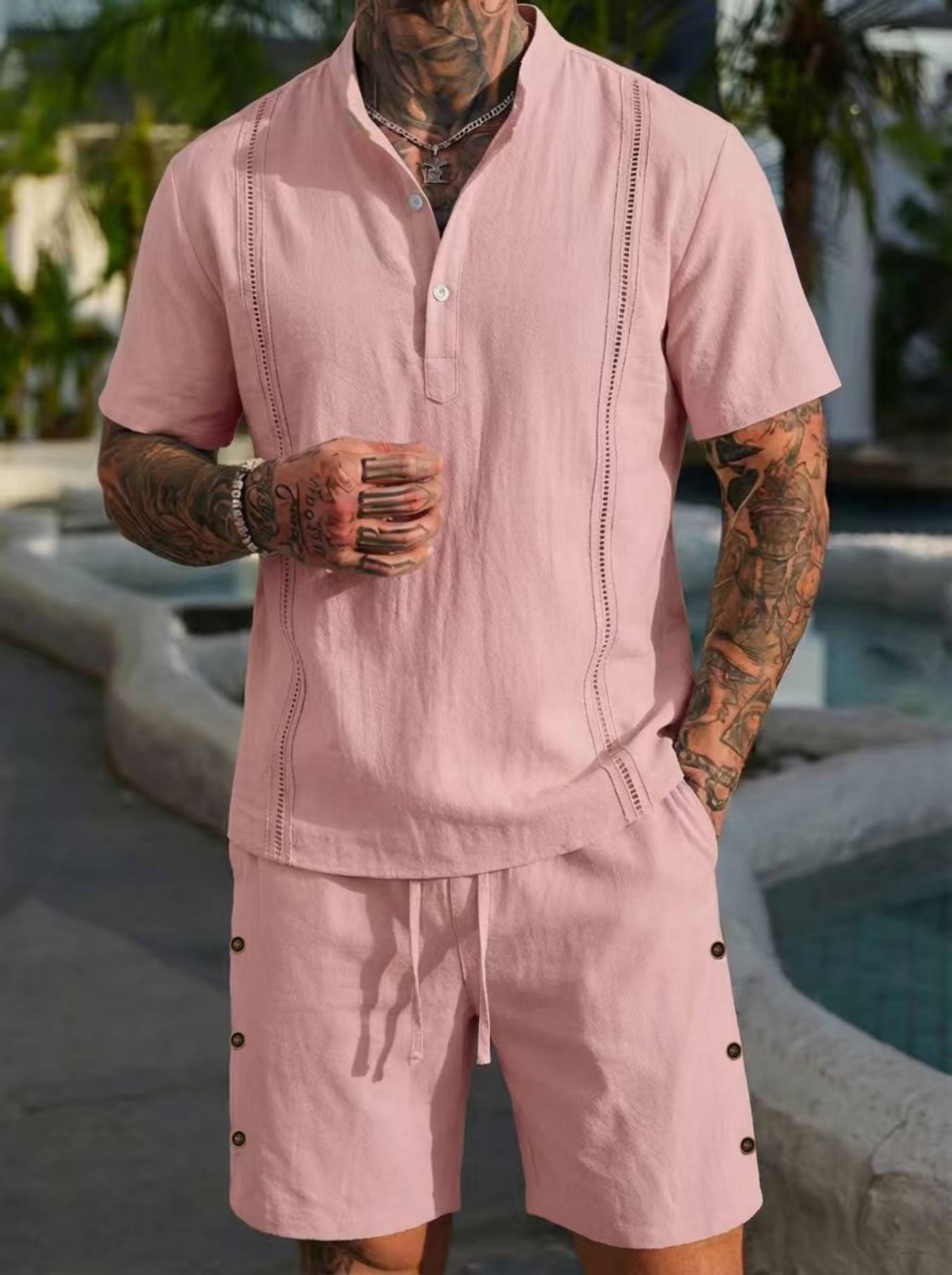 2026 men's summer beach casual – Short Linen Drawstring Bewertung und Preis