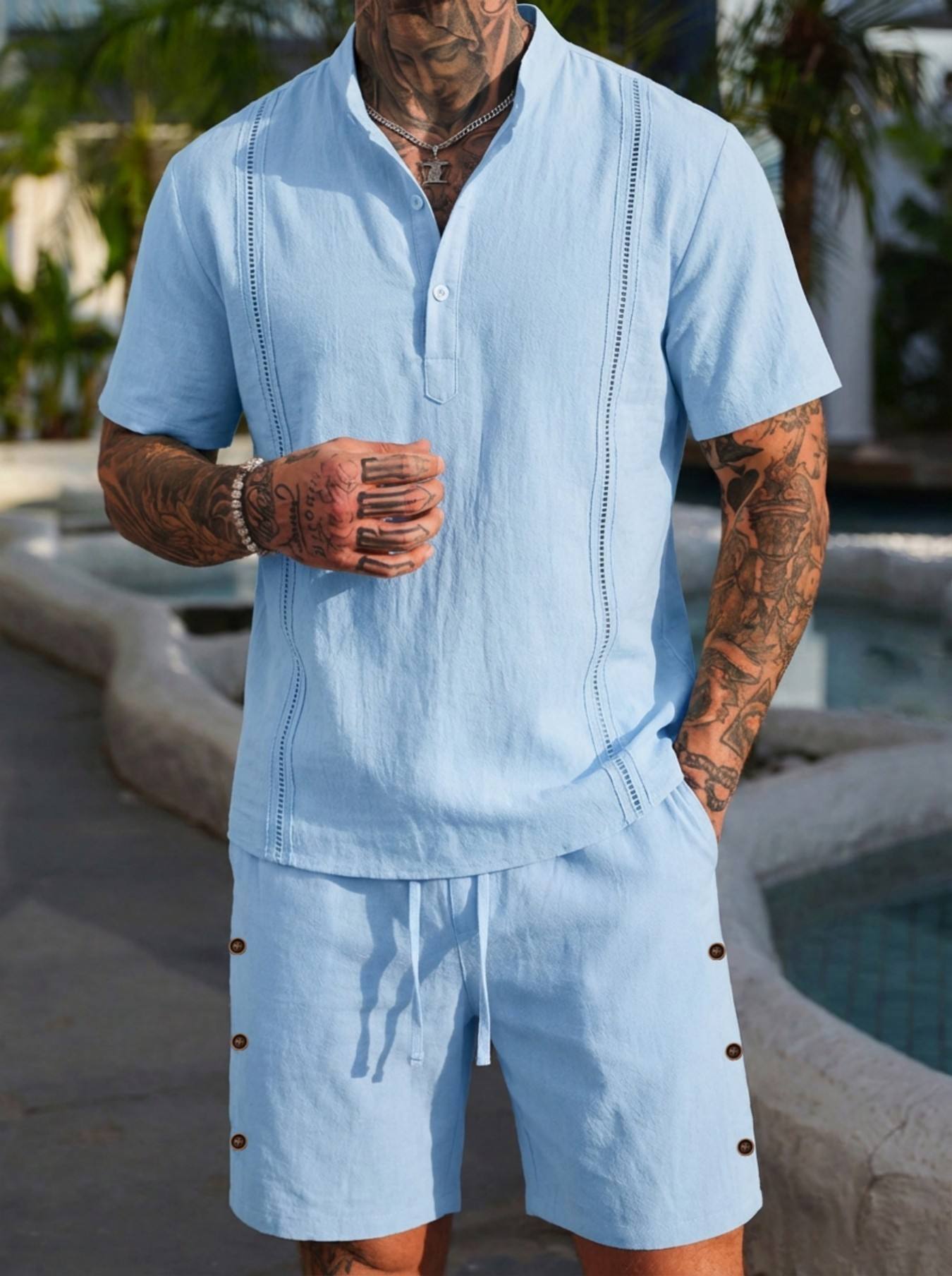2026 men's summer beach casual – Short Linen Drawstring Bewertung und Preis