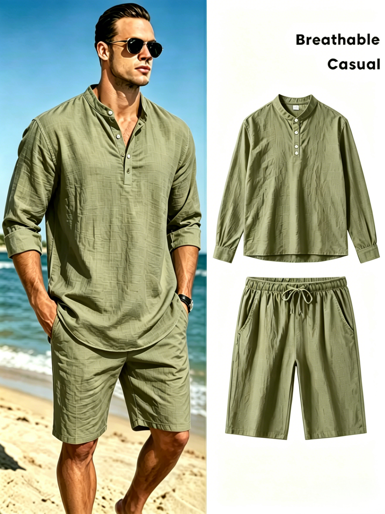mens cotton linen henley shirt – Linen Shirt Breathable Bewertung und Preis