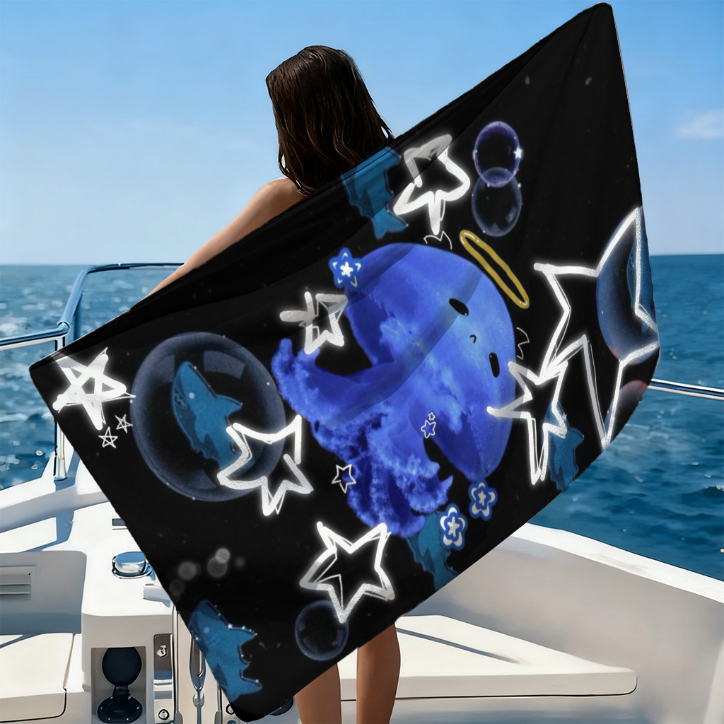 Blue Jellyfish With Star Beach – Beach Towel Large Bewertung und Preis