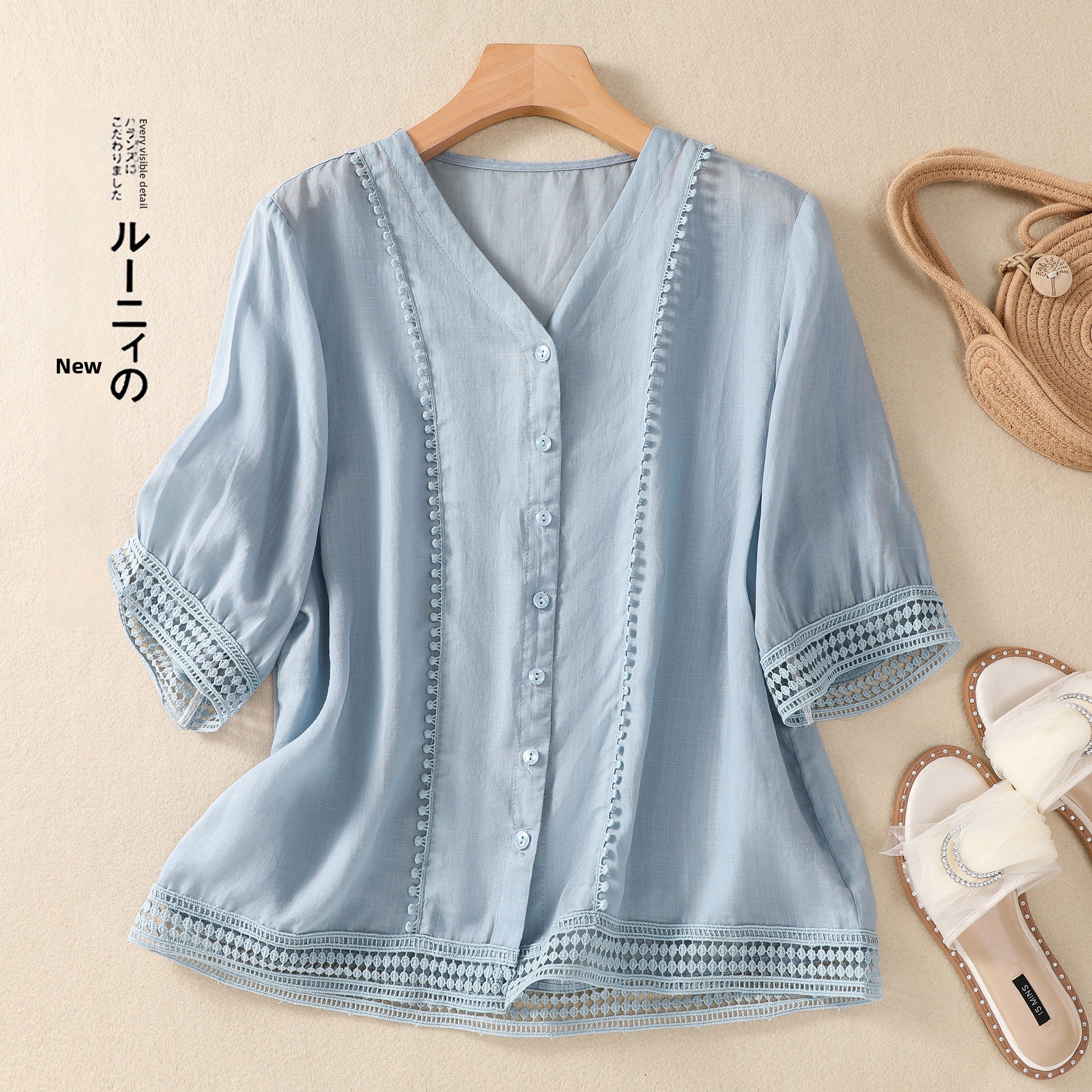 Women's Cotton Linen Hooked Fl – Linen Shirt Breathable Bewertung und Preis