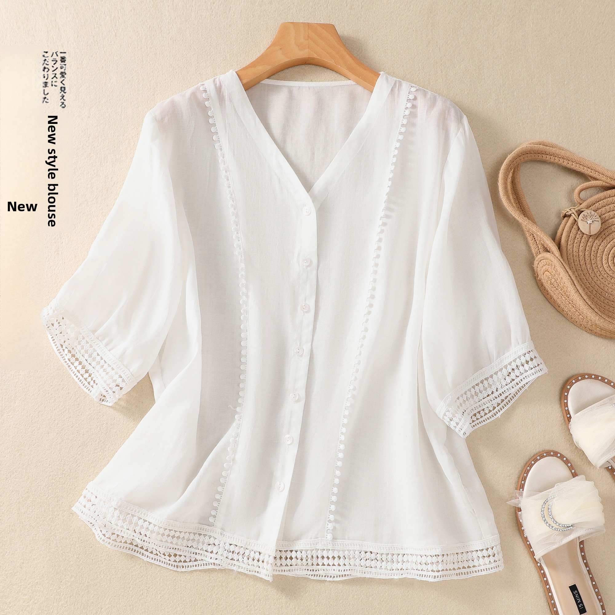 Women's Cotton Linen Hooked Fl – Linen Shirt Breathable Bewertung und Preis