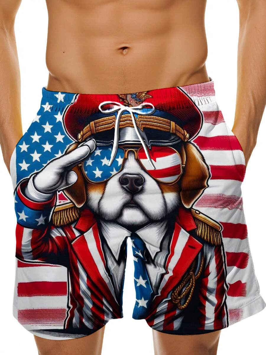 Patriotic Dog American Flag Sw – Swim Trunk Quick Dry Bewertung und Preis