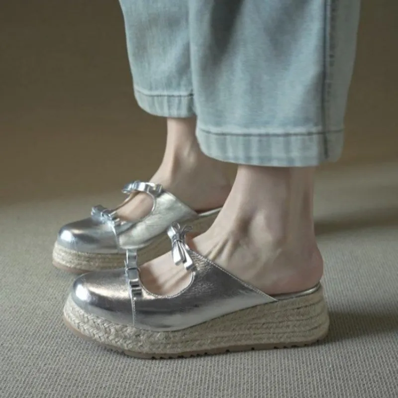 Metallic Mary Jane Mules for W – Espadrille Slip On Bewertung und Preis