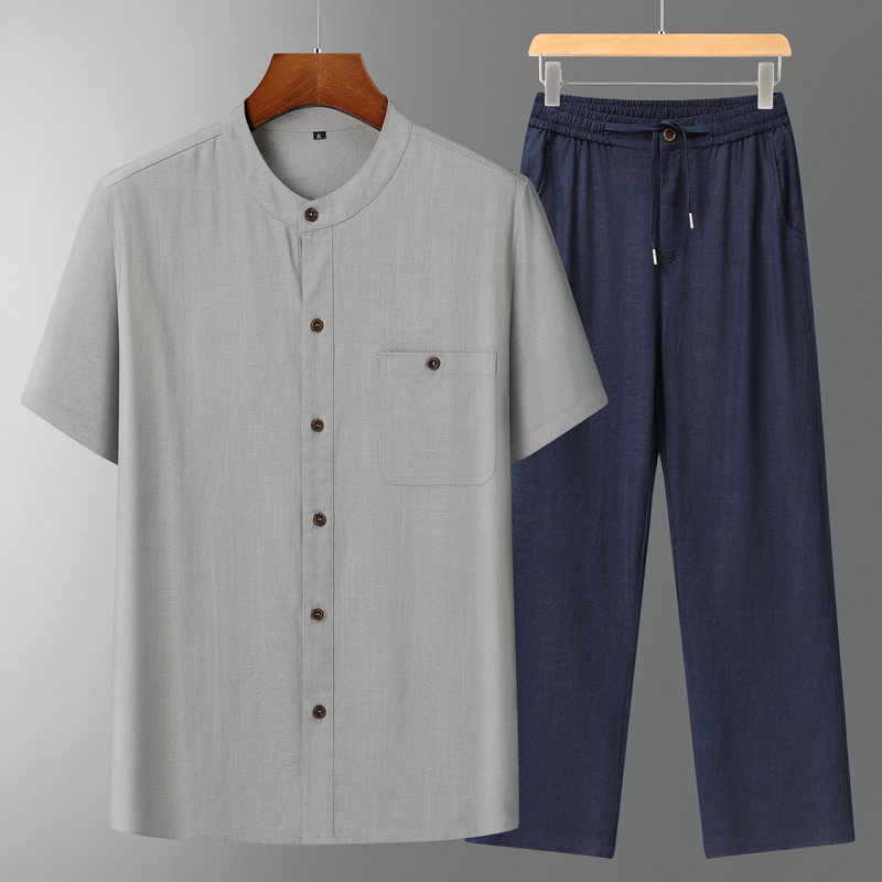 Men's Cotton Linen Tang Suit S – Short Linen Drawstring Bewertung und Preis